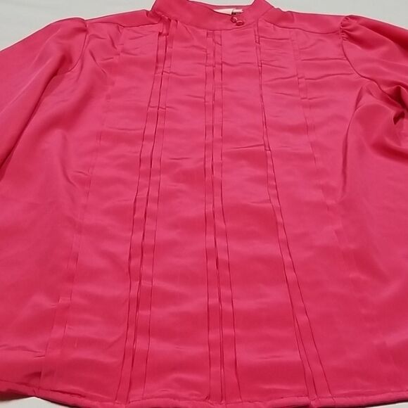 🎁5/$25 Impromptu Blouse Women's Size 10 Button Up Pink Long Sleeve Pleat - Picture 2 of 12